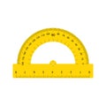 Flat illustration of yellow protractor ruler vector icon for web.